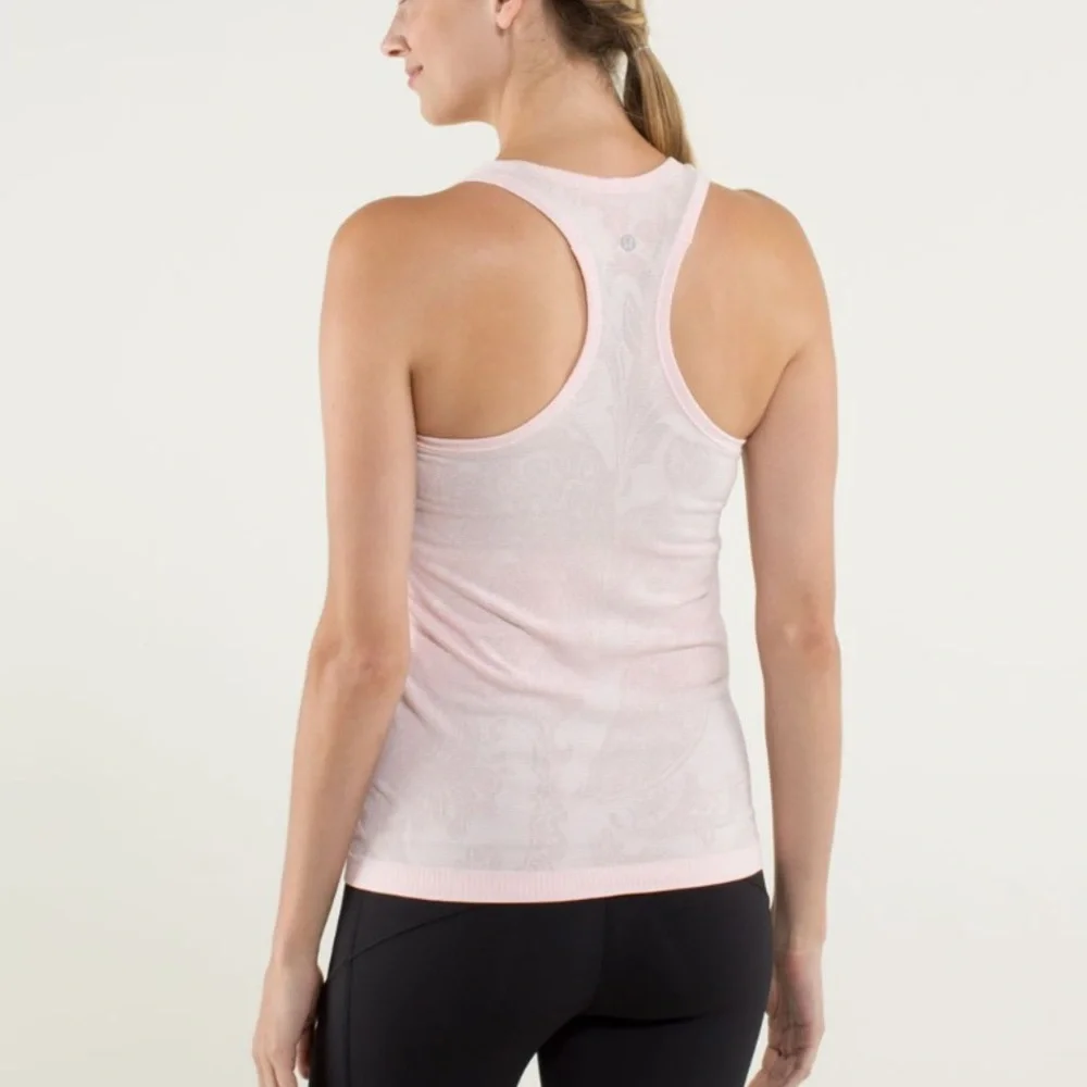 lululemon Run Swiftly Tech Racerback *Paisley‎ Heathered Pretty Pink Sz 4